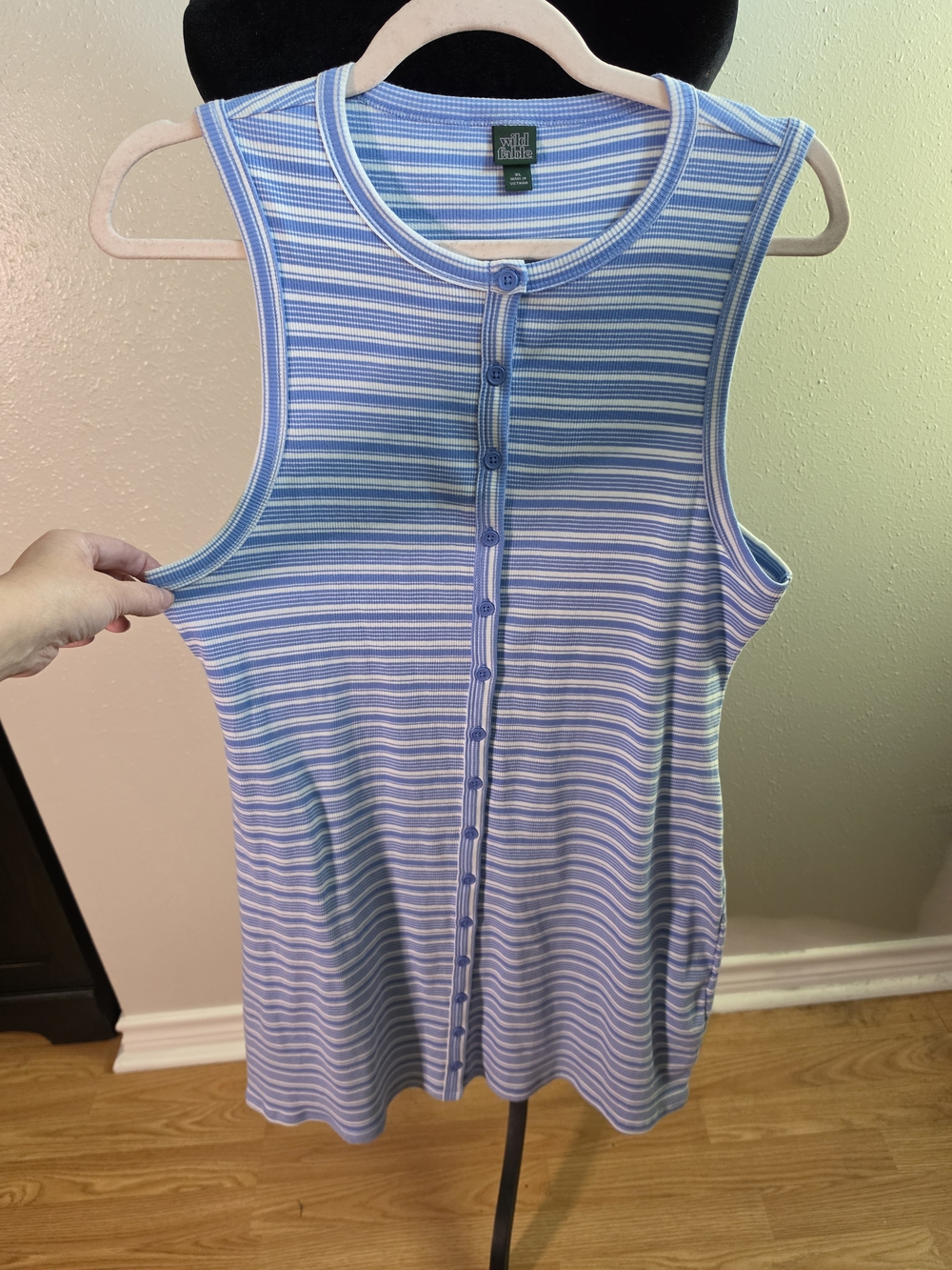 wild fable Blue & White Striped Button-Front Dress